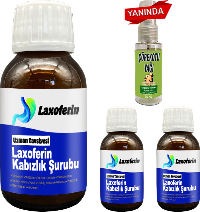 Laxoferin Şurup - 3 Adet + Çörek Otu Yağı / Bay Bayan Kullanımına Uygun 50 ml Şurup