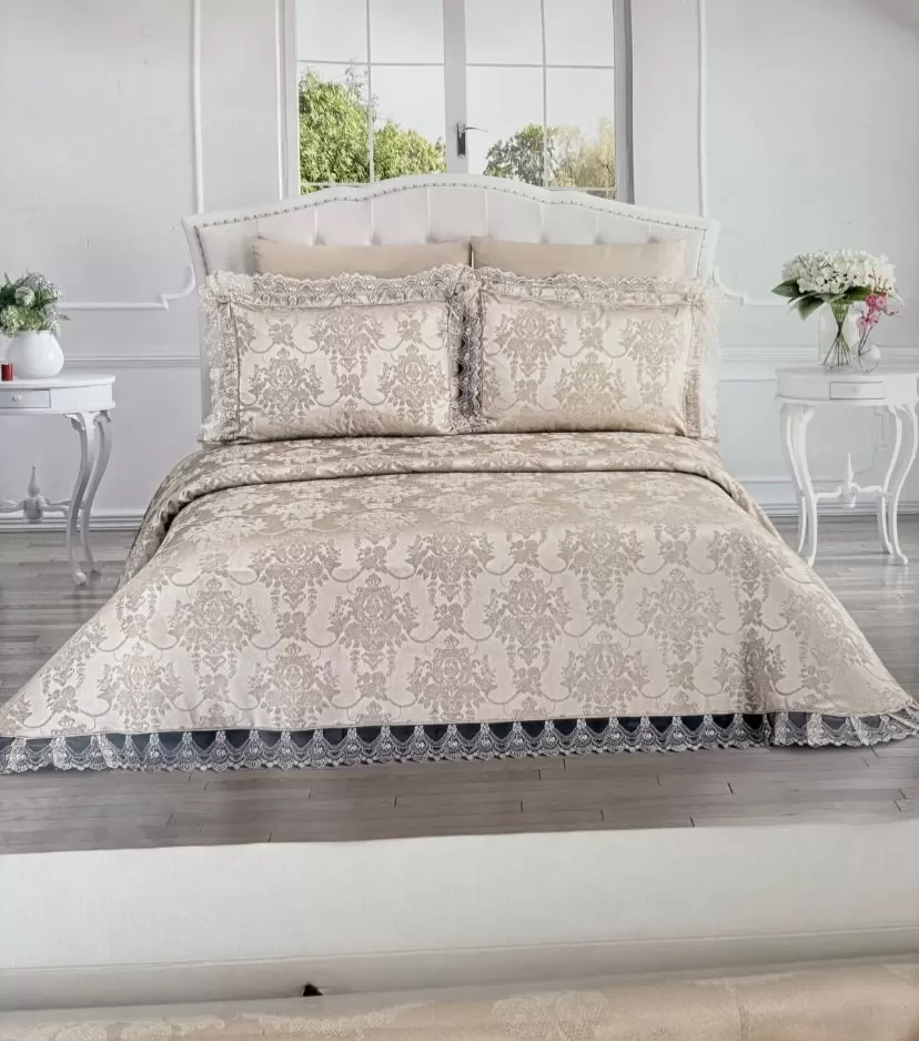 Şönil 3 Parça Çift Kişilik 255x265 cm Lüx Yatak Örtüsü Seti Çeyizlik Yatak Takımı