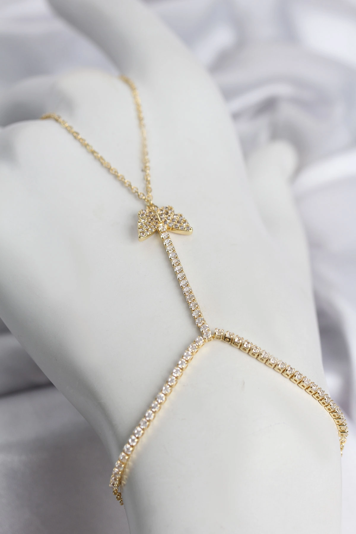 Zirkon Taşlı Gold Renk Pirinç Kolye Takı Aksesuarı