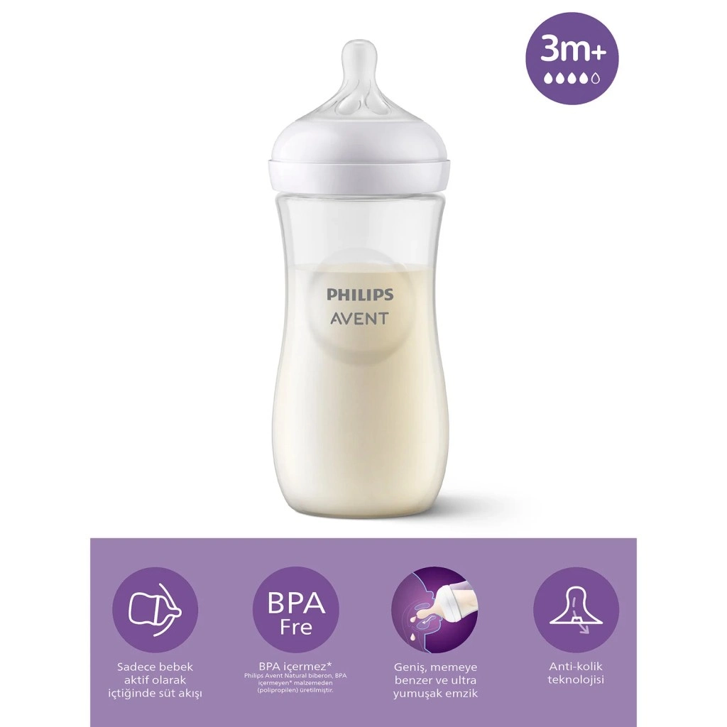 Tepkili Biberon 330 ml 3+ İçin (Doğal Model)