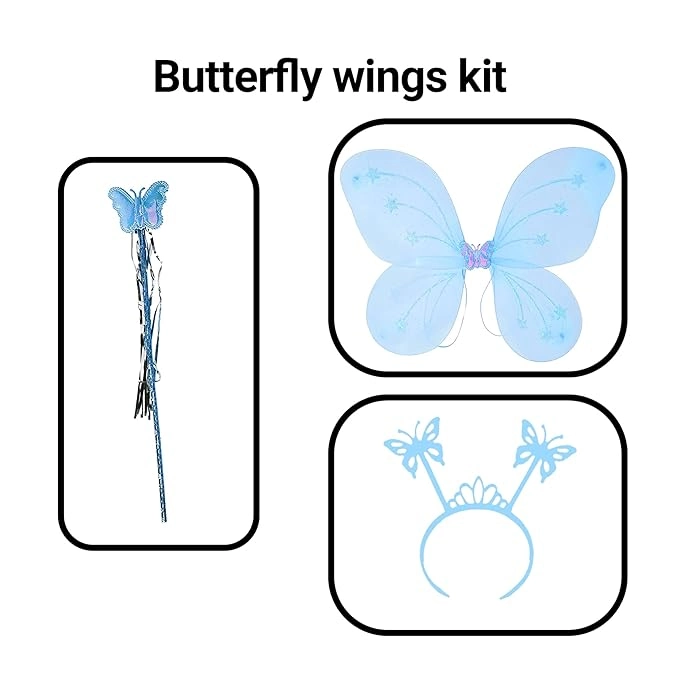 Eğlenceli Mavi Set 50 cm Kanatlı Taç ve Asa