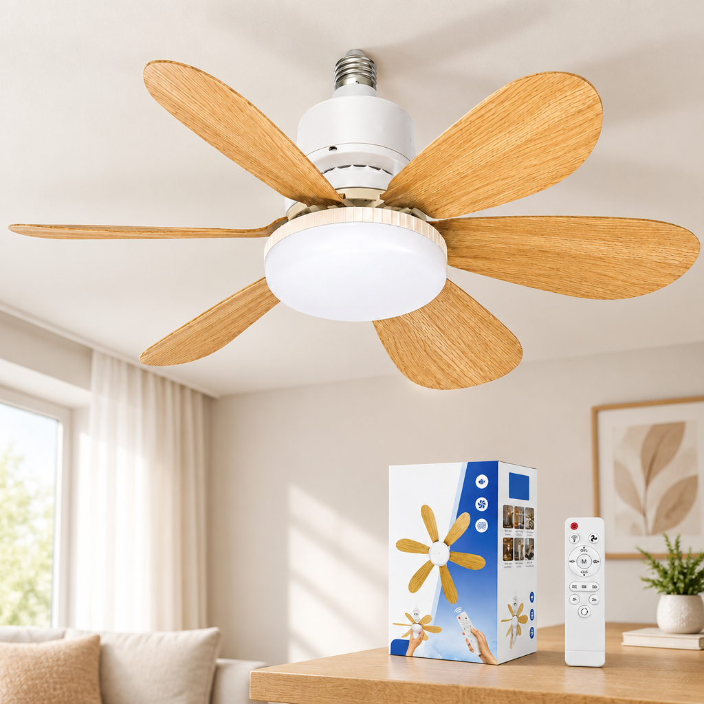 Kumandalı Tavan Vantilatör Avize - 6 Kanat 52cm 3 Kademe