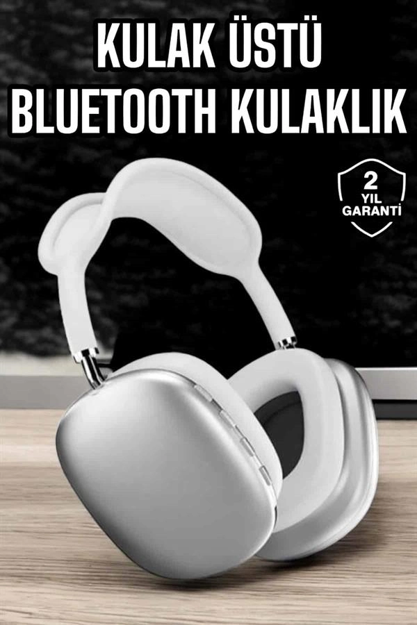 Modern Tasarımlı Mikrofonlu Bluetooth Kulaklık 5.0 Beyaz