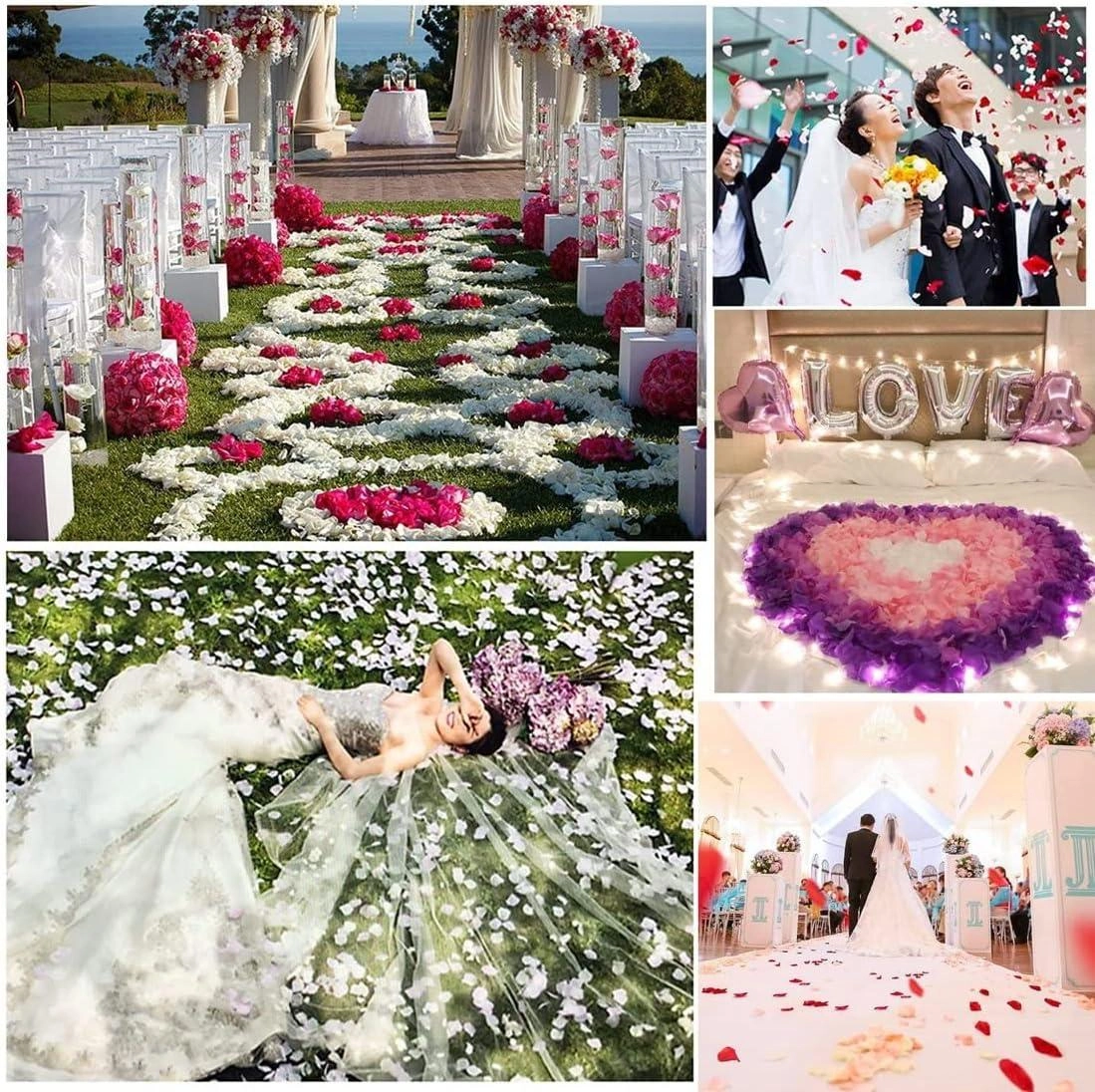 Romantik Beyaz Gül Yaprağı Konfeti 5 Paket 500 Adet