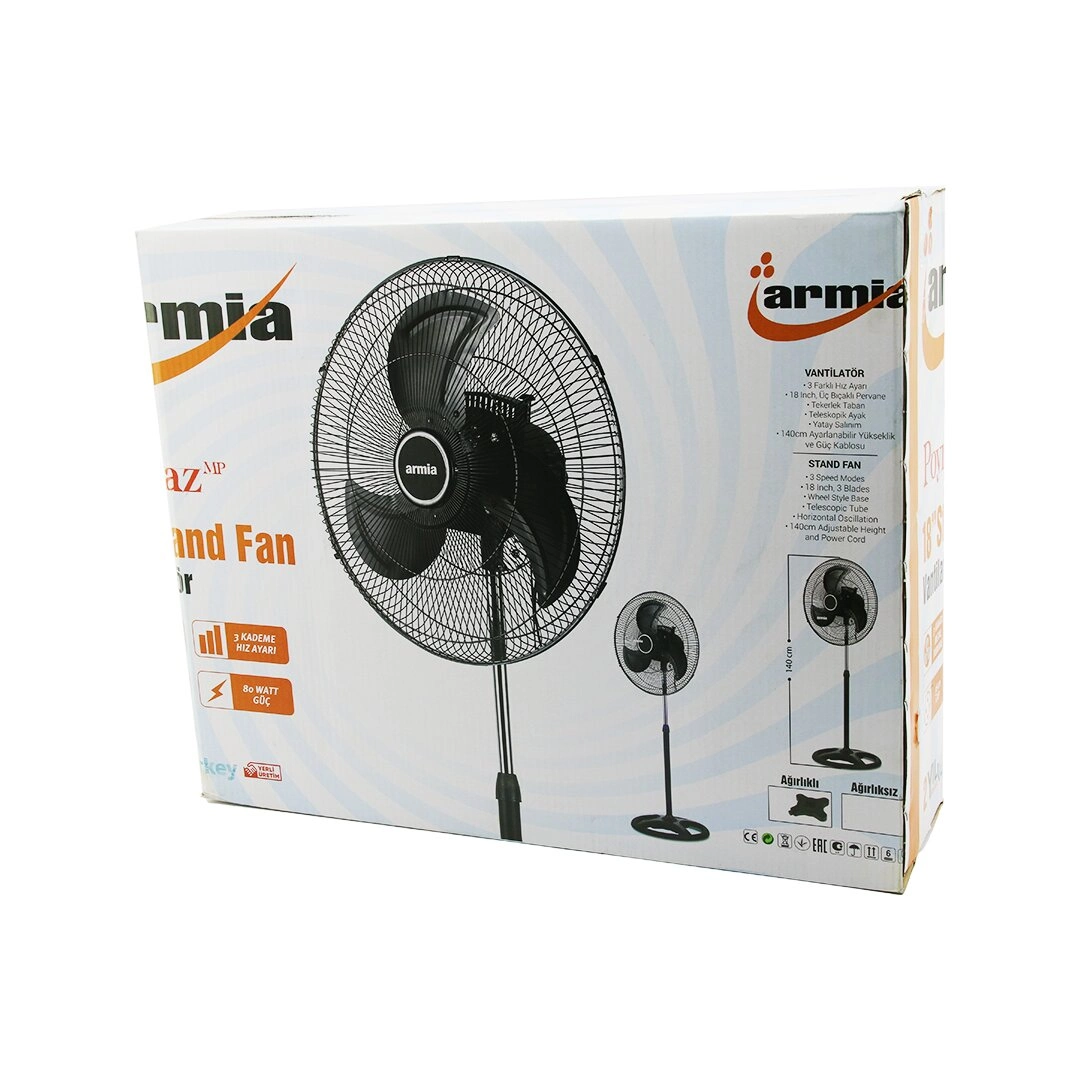 Sanayi Tipi Metal Kanatlı 18 İnç Vantilatör 56 cm Çap 3 Kademe Hız