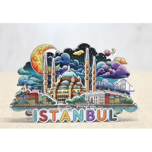 Estetik Ahşap İstanbul Temalı Magnet 11x9 cm