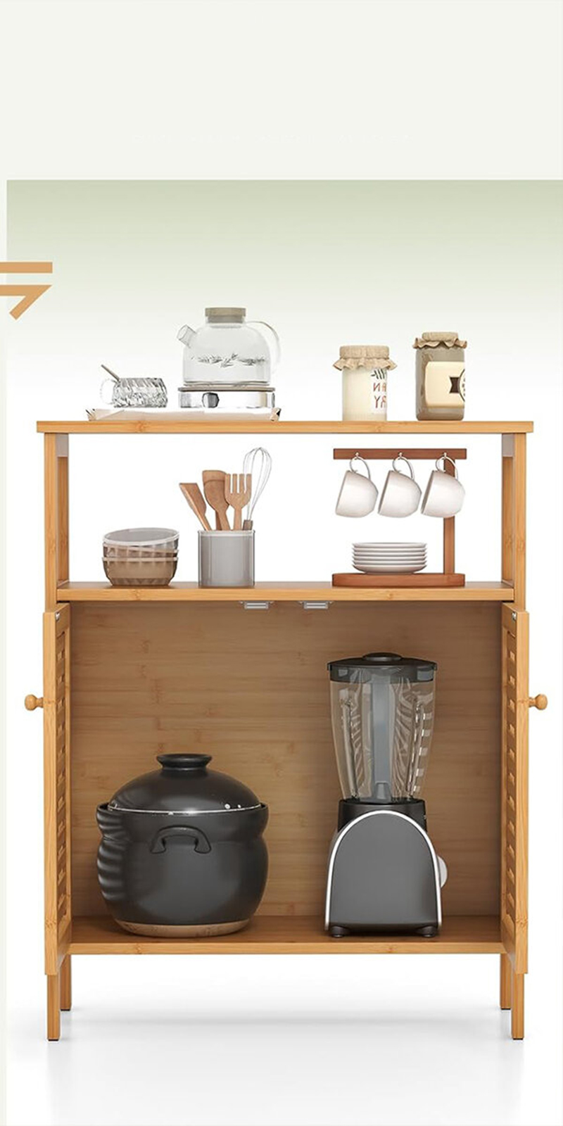 Çok Amaçlı Dolap Ahşap Bambu Organizer Raflı 66X33X85CM