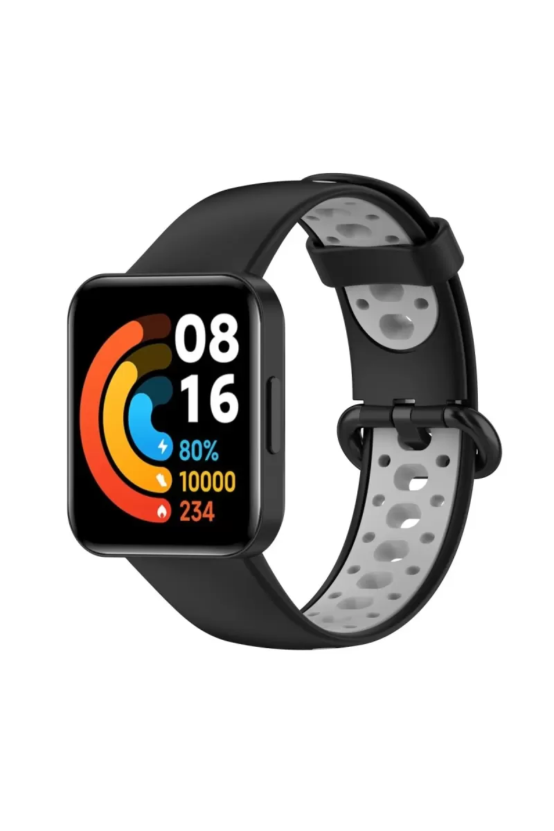 Xiaomi Redmi Watch 2 Spor Delikli Kordon - Siyah-Gri