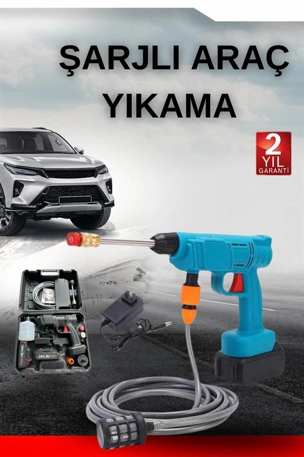 Yüksek Basınçlı Şarjlı Oto Yıkama ve Bahçe Sulama Tabancası
