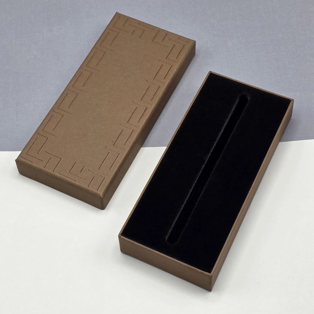 Lüks Motifli Kahverengi Kalem Kutusu 17x7.5x2.3 cm