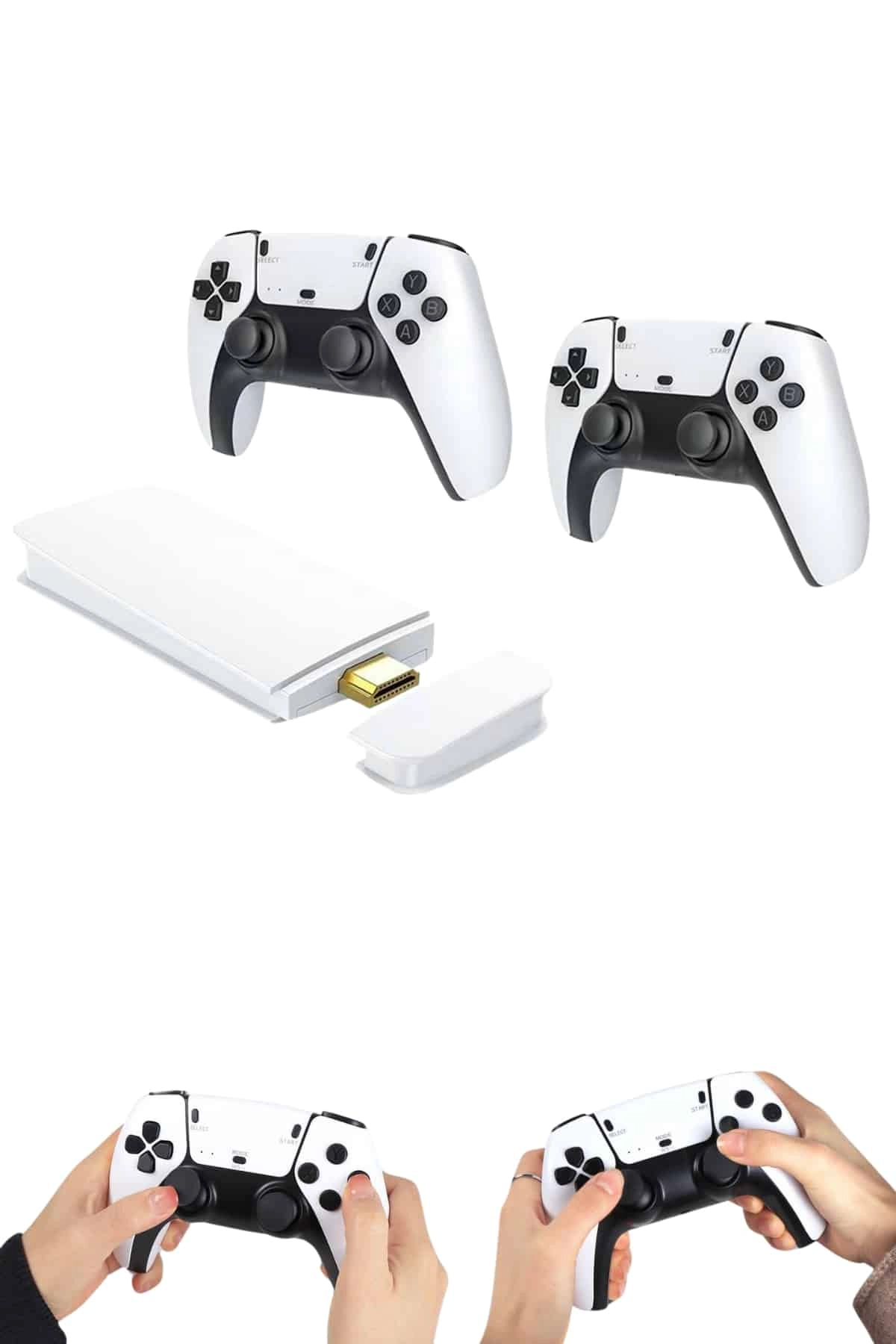 Beyaz Retro Game Stick 4K HD 20000 Oyunlu Çift Kollu Konsol