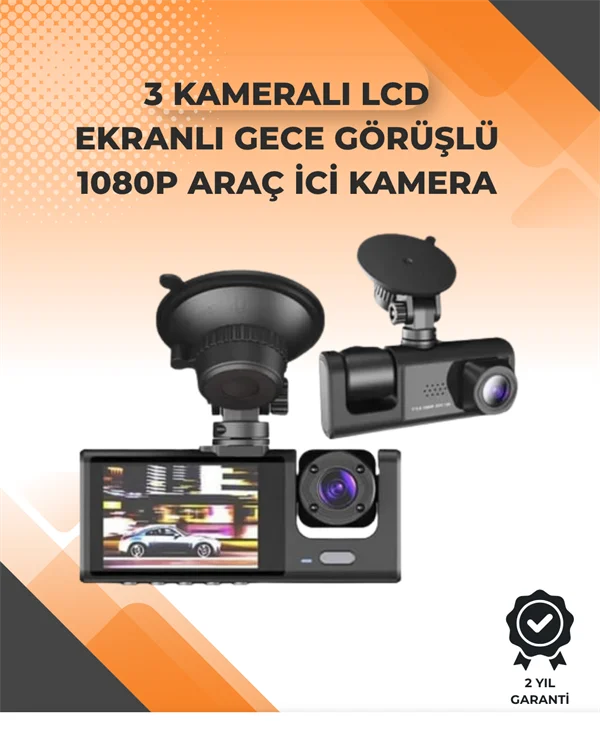 3 Kameralı Dashcam Sistem – Geri Görüş Yardımı, Park Koruması ve G-Sensör