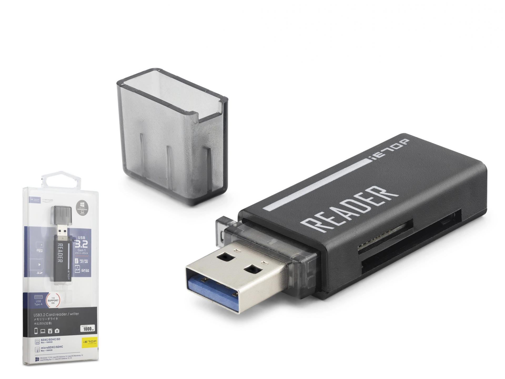 USB Type-C 3.2 Gen1 Kart Okuyucu SD MicroSD 5 Gbps Siyah C306