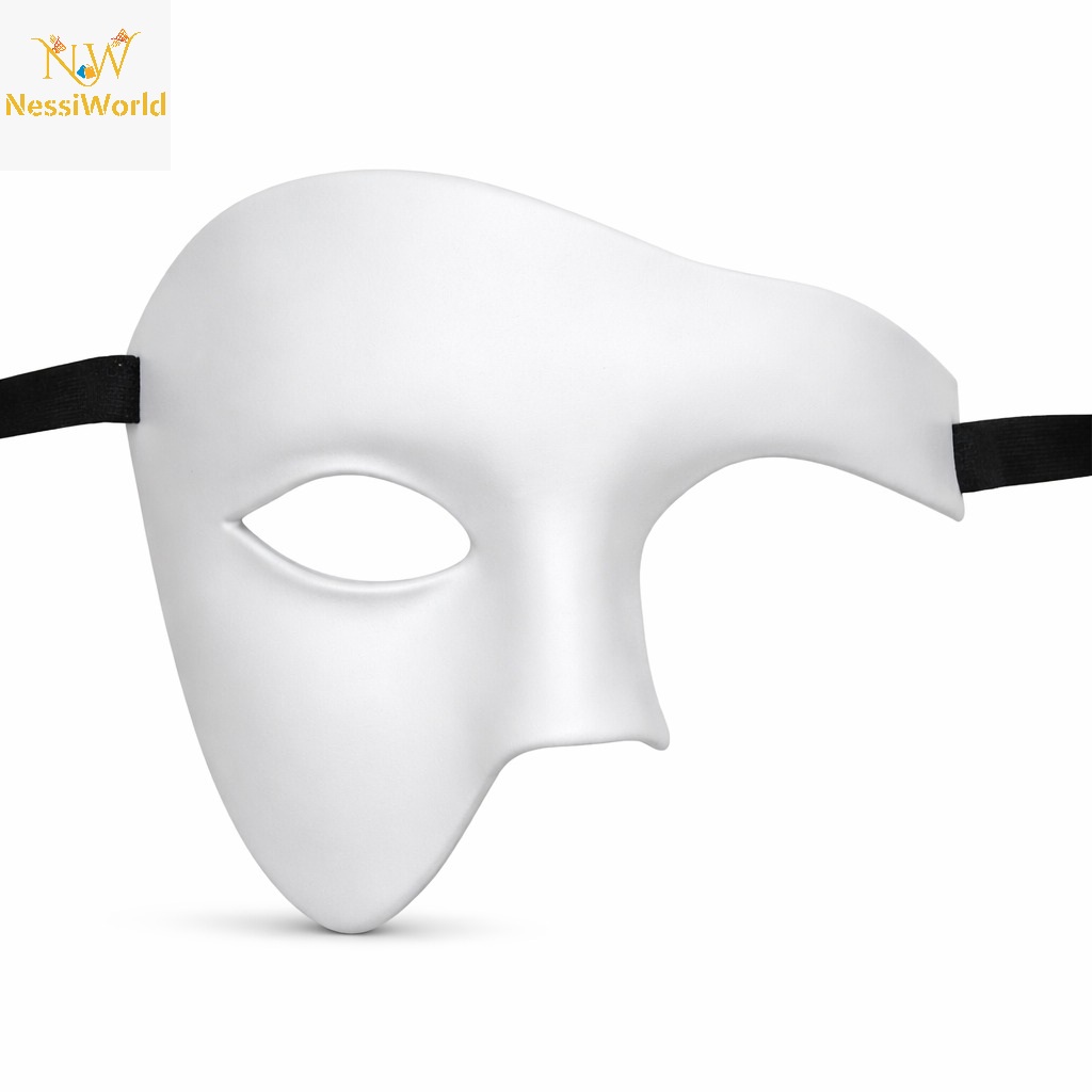 Beyaz Yarım Erkek Maske – Phantom Parti & Balo Maskesi