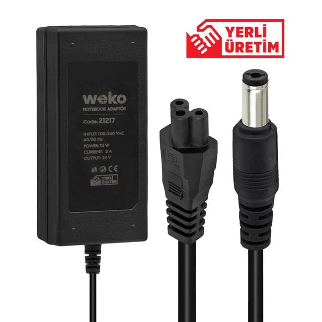 Weko 24 Volt 3 Amper 70 Watt Notebook Yerli Üretim Adaptör (5.5*2.5 Uçlu)