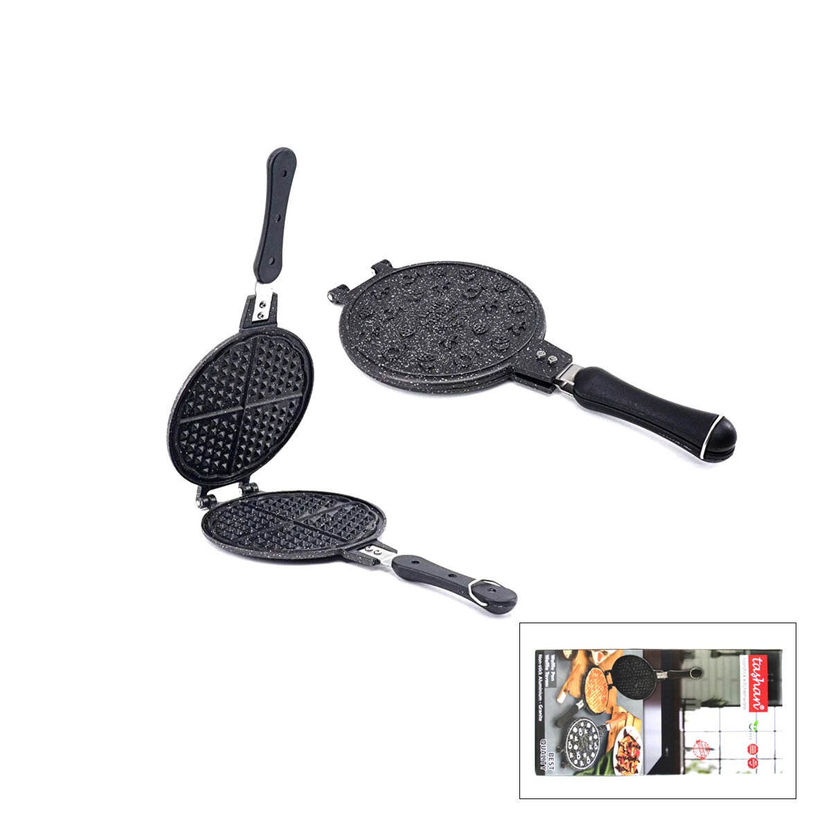 20CM Granit Döküm Waffle Tava Bakalit Sap
