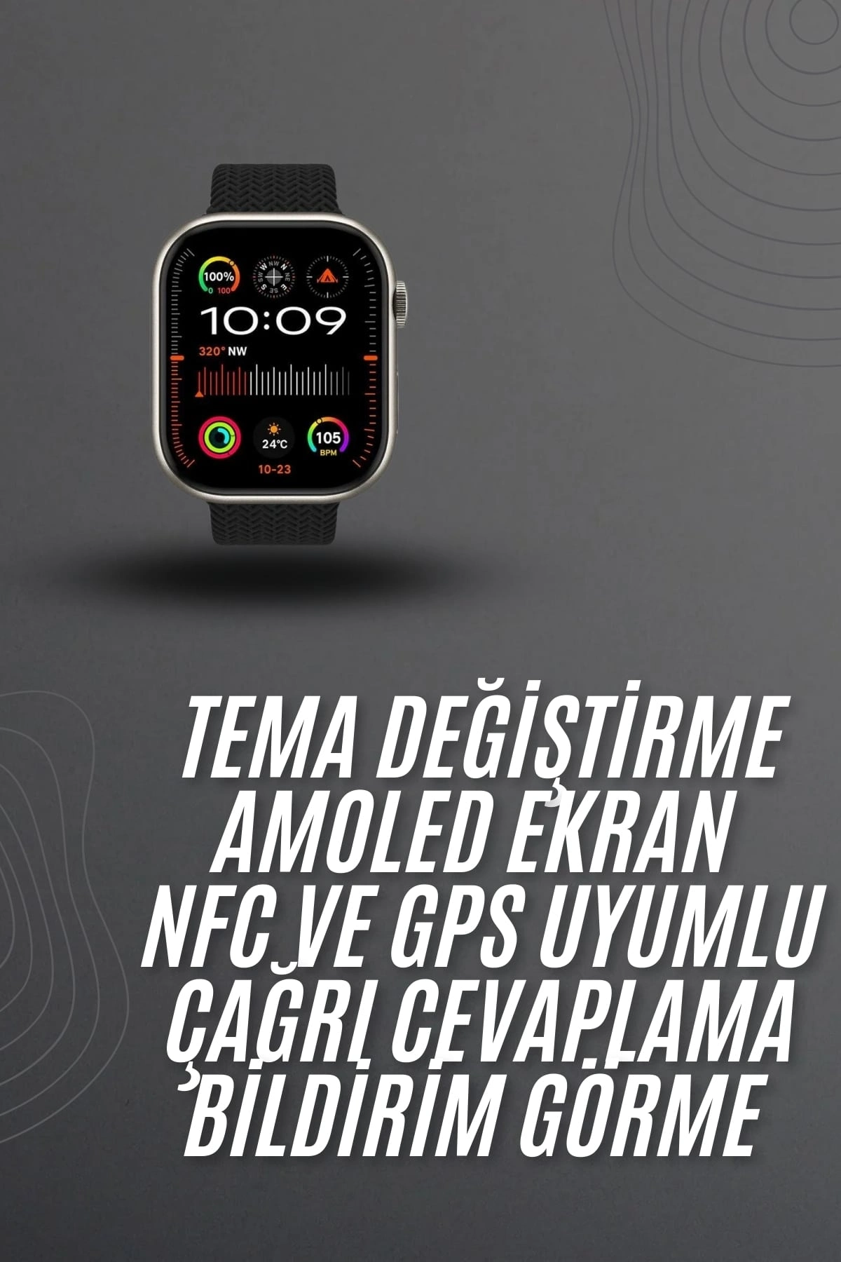 Geniş AMOLED Ekranlı Akıllı Saat 2.02 İnç Nabız Ölçer