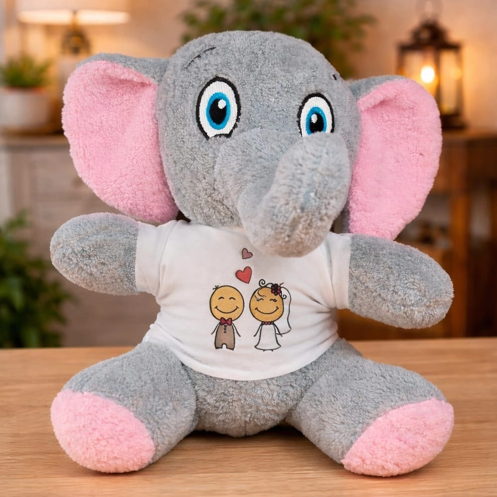 Sevimli Fil Tişörtlü 25 cm Peluş Hediye