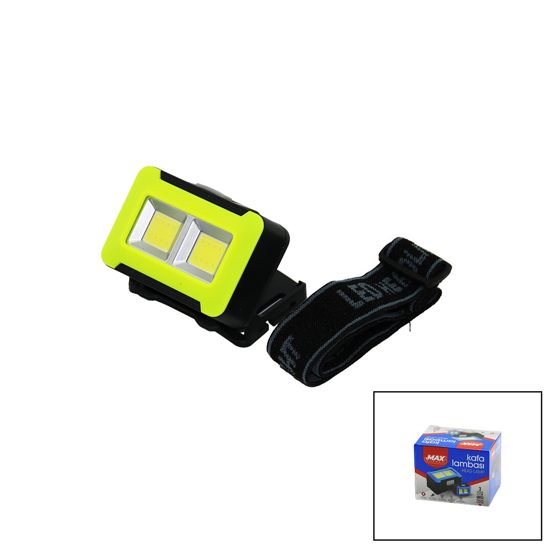 Pilli 3W Cob Led Kafa Lambası Fener 3-KADEME Işık Ayarı - Flaşör 4.5V 150LÜMEN