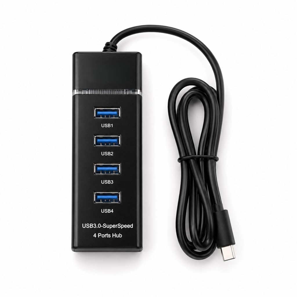 Ergonomik 4 Port USB Hub 1.2M Type-C Bağlantı
