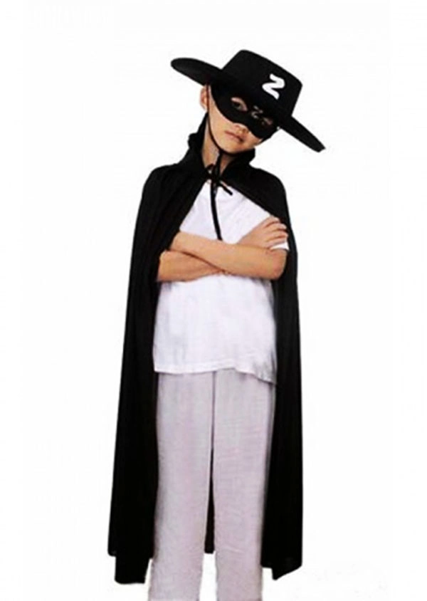 Zorro Kostüm Seti Çocuklar için Pelerin Şapka Maske