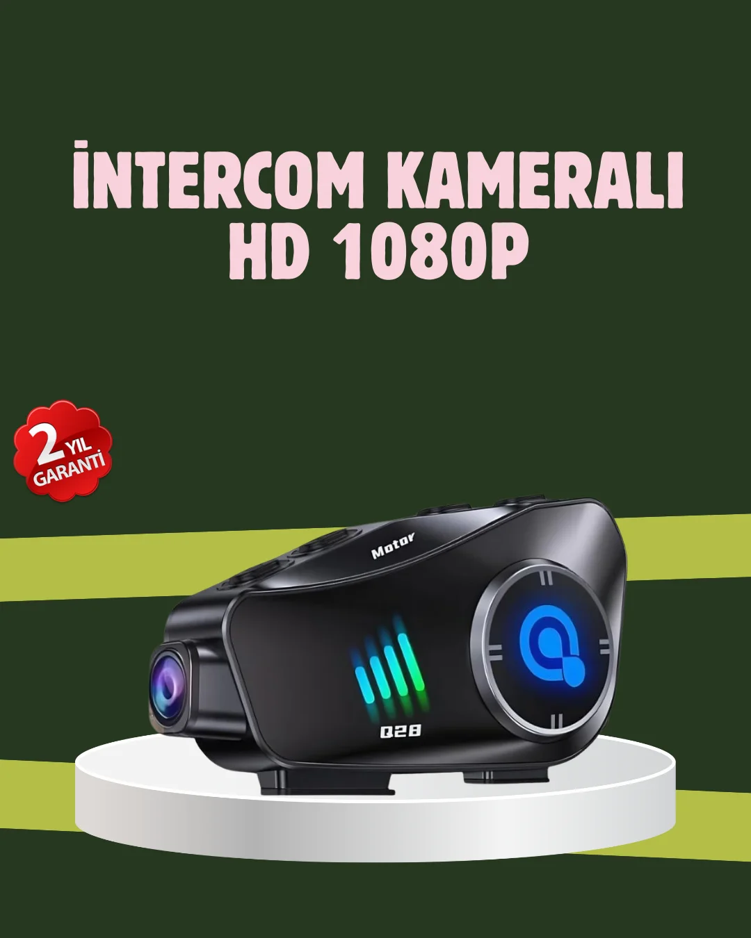 Q28 Full HD Kameralı Motosiklet Kask Kulaklığı – 45 Saat Müzik, IPX6 Su Geçirmez