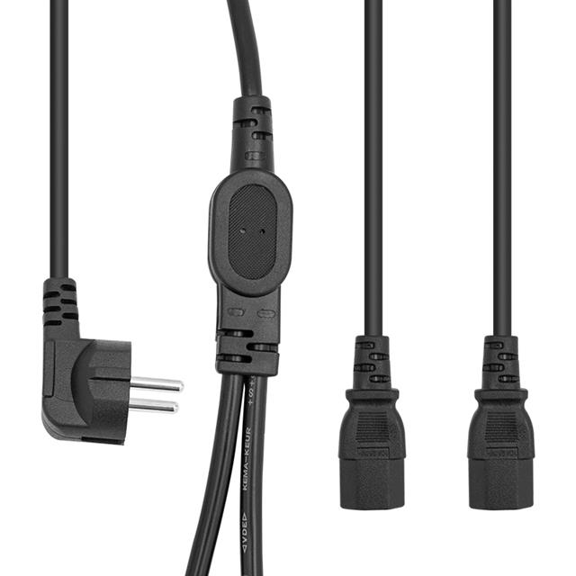 PM-17972 Çift Güç Çıkışlı 1.8 Metre PC Power Kablosu Dişi IEC C13 AC220V Tek Priz