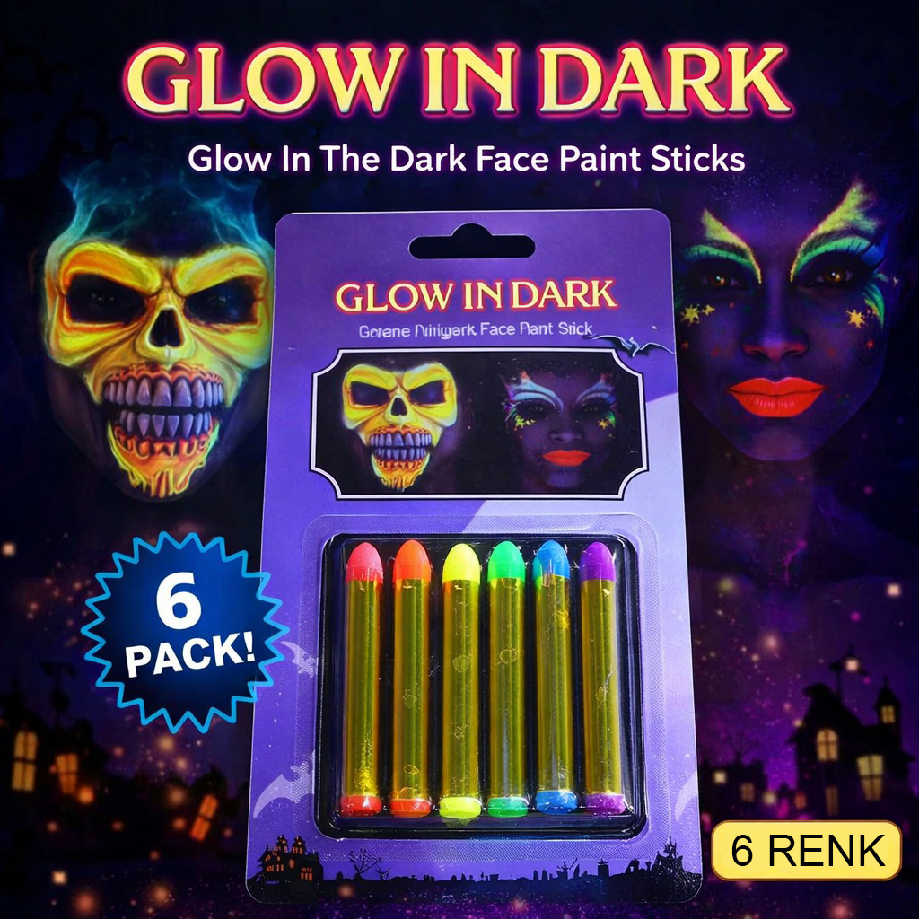 Fosforlu Glow Parti Boyası 6?lı ? Karanlıkta Parlayan Yüz Boyası