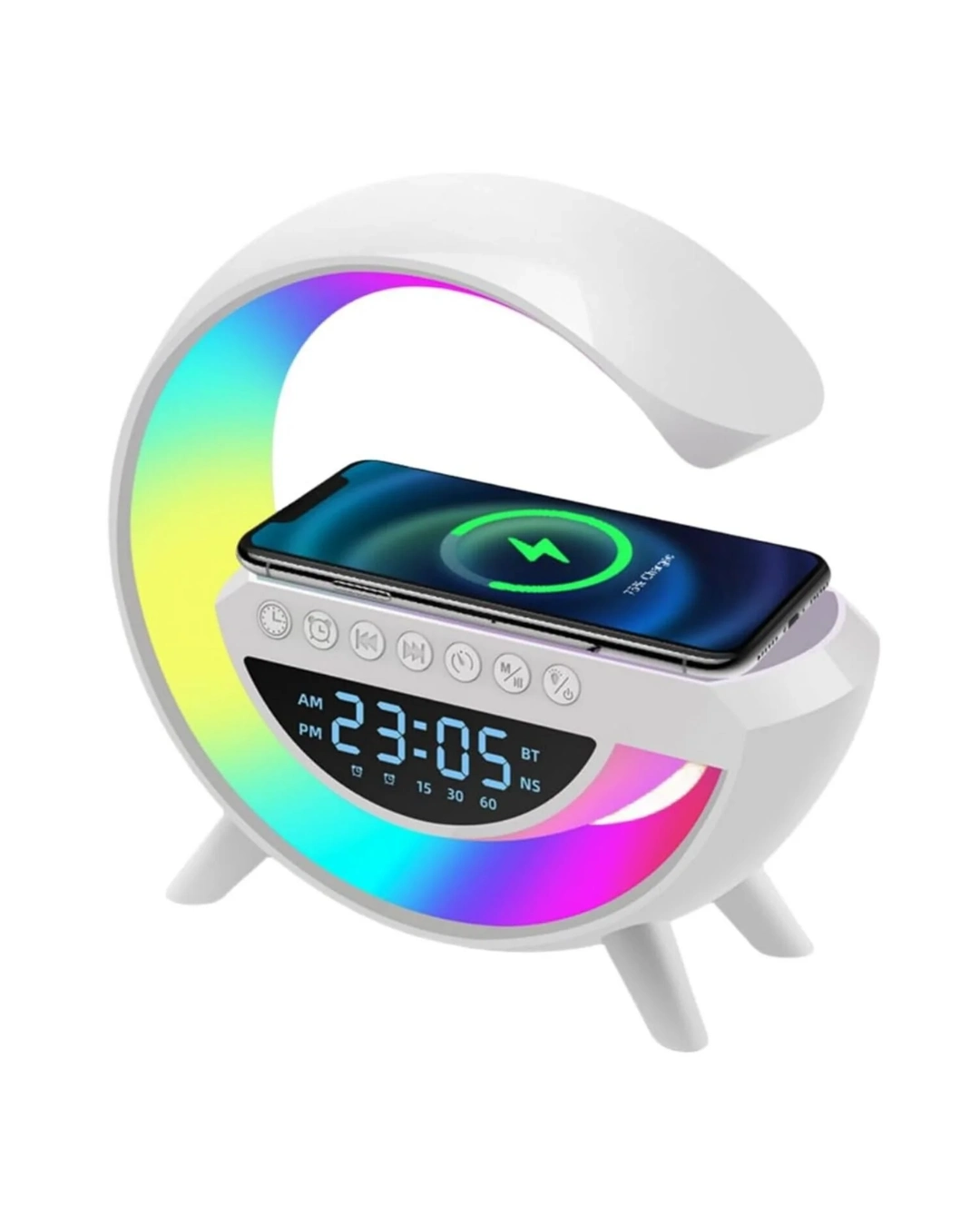Modern Tasarımlı Çok Fonksiyonlu Cihaz Kablosuz Şarj Bluetooth Hoparlör