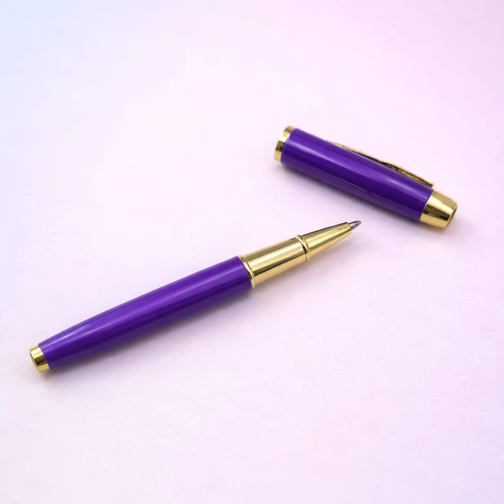 Şık Mor Metal Roller Kalem 13 Cm Promosyon Hediyesi
