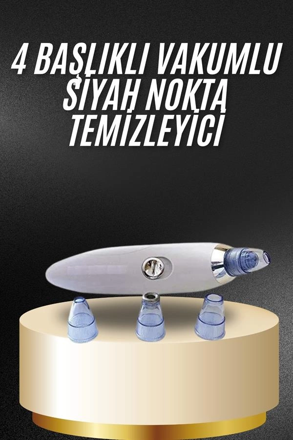 Vakumlu Yüz Temizleme Cihazı 4 Başlıklı Pilli Siyah