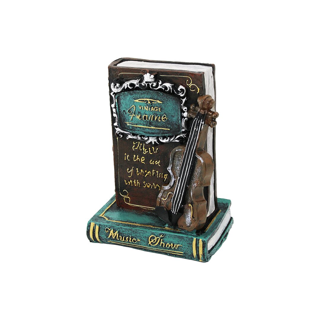 Gitar - Kitap Vintage Dekoratif Biblo - Kumbara 21X14X10CM Reçine