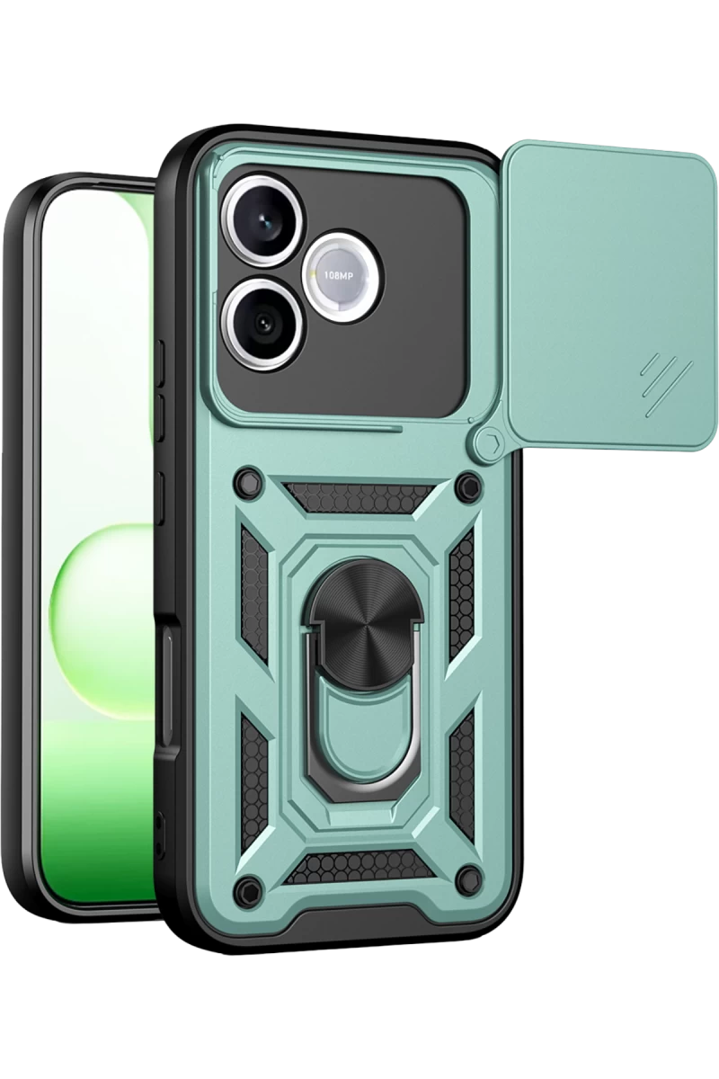 Huawei Honor 600 Lite Uyumlu Pars Lens Yüzüklü Silikon - Yeşil