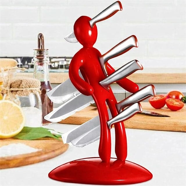 SN-29169 Kırmızı Çok Amaçlı Mutfak Tezgah Üstü Bıçak Tutucu Stand Organizer