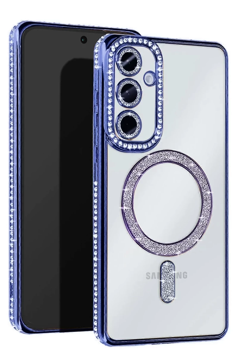 Samsung Galaxy A35 5G Uyumlu Joke Simli Magneticsafe Kılıf - Mavi