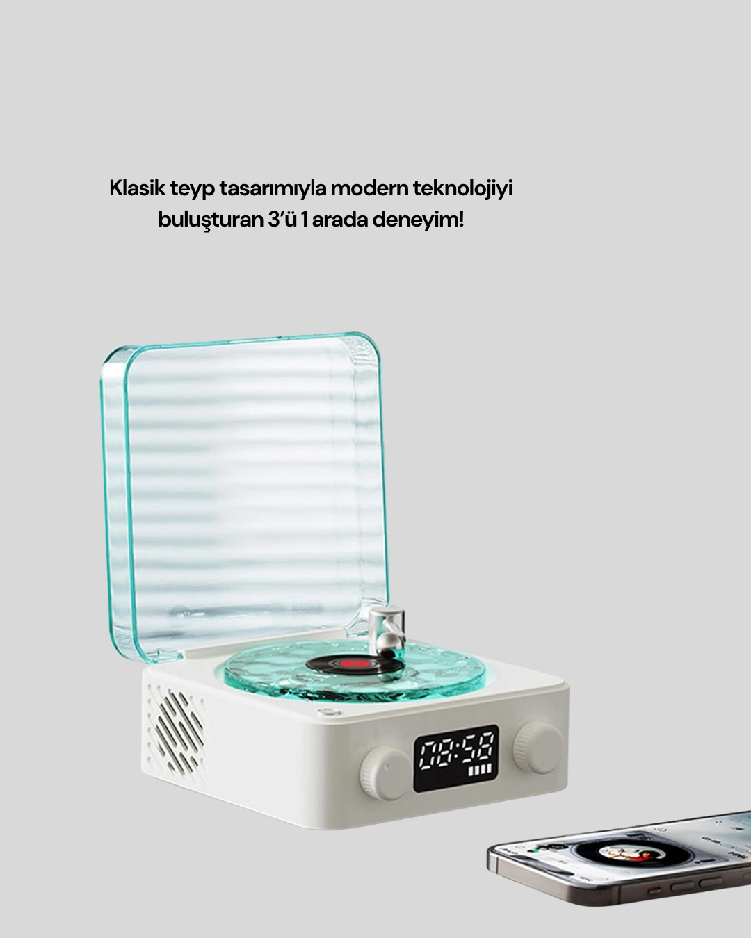 Retro Tasarımlı Kablosuz Bluetooth Hoparlör Mavi
