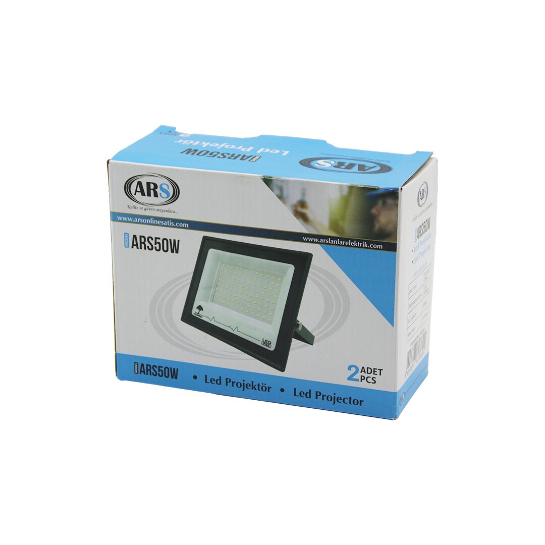 2PCS 50W Led Projektör 15X11.5CM Aydınlatma Açısı: 120 Derece 50.000 Saat Ömür MODEL-ARS50W