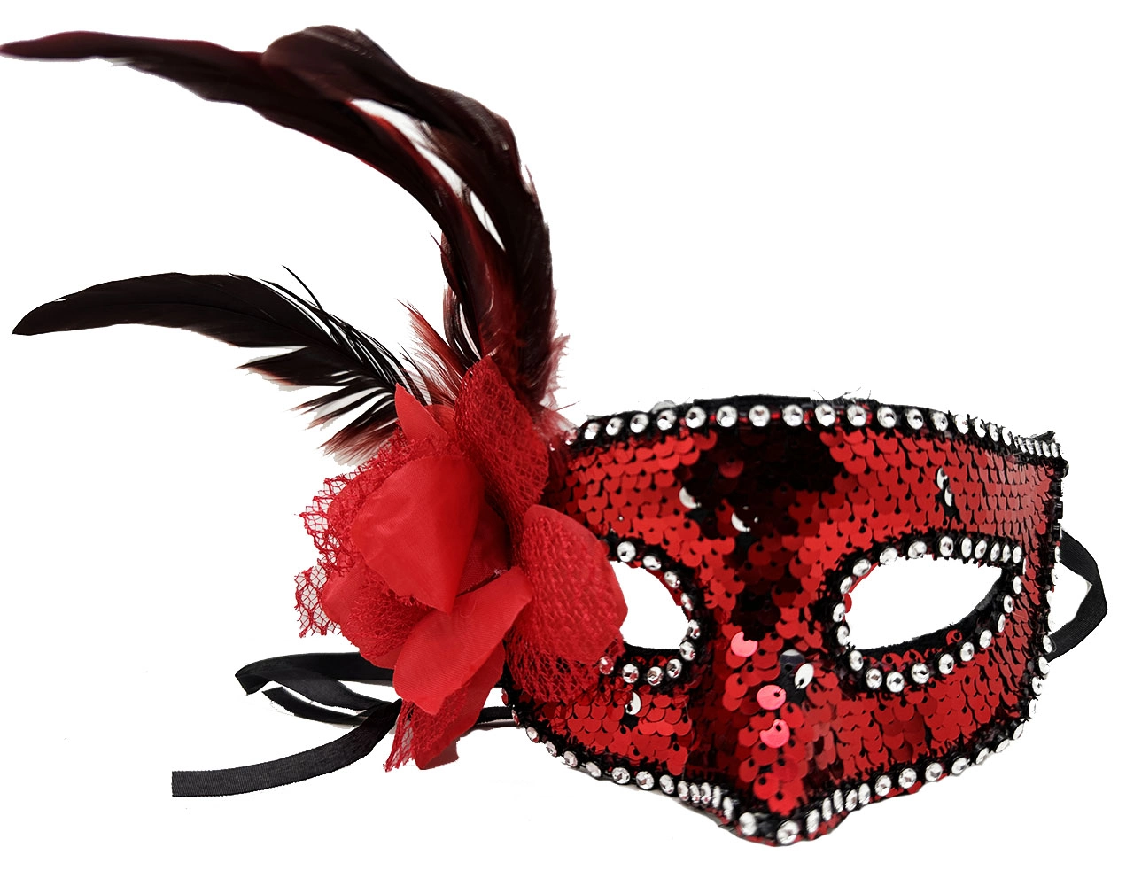 Şık Kırmızı Pullu Maske 20x22 cm Özel Günler İçin