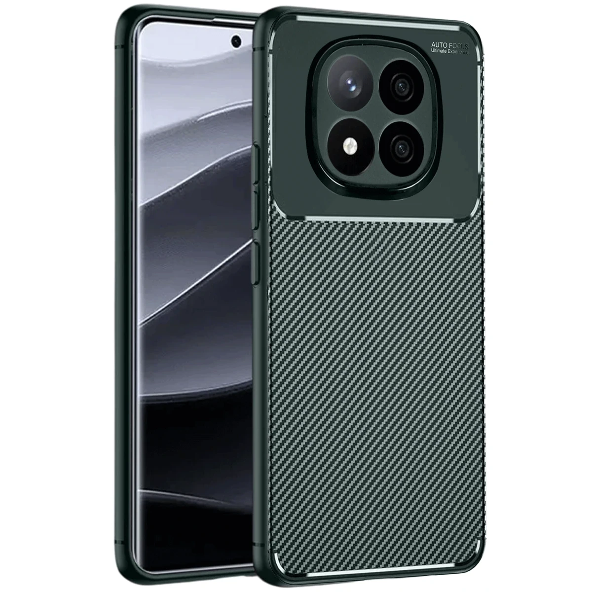 Xiaomi Redmi Note 14 Pro 5G Kılıf Auto Focus Karbon Kapak - Koyu Yeşil