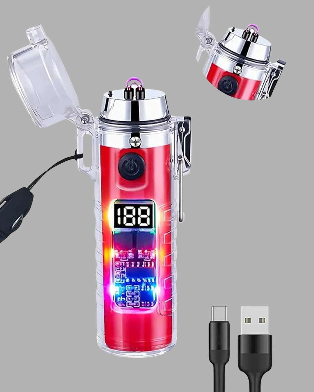 Pratik USB Çakmak ve Fener Seti - Rüzgar Geçirmez