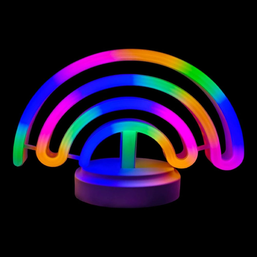 Gökkuşağı Tasarımlı Neon Işıklı Masa Lambası Pil ve USB