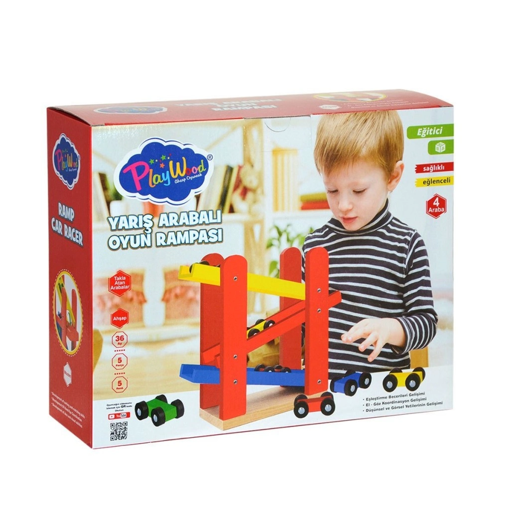 Ahşap Yarış Arabalı Oyun Rampası 1 Adet