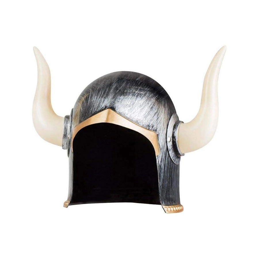 Viking Ivar Kaskı Mega Boynuzlu Eskitilmiş Gümüş Renk