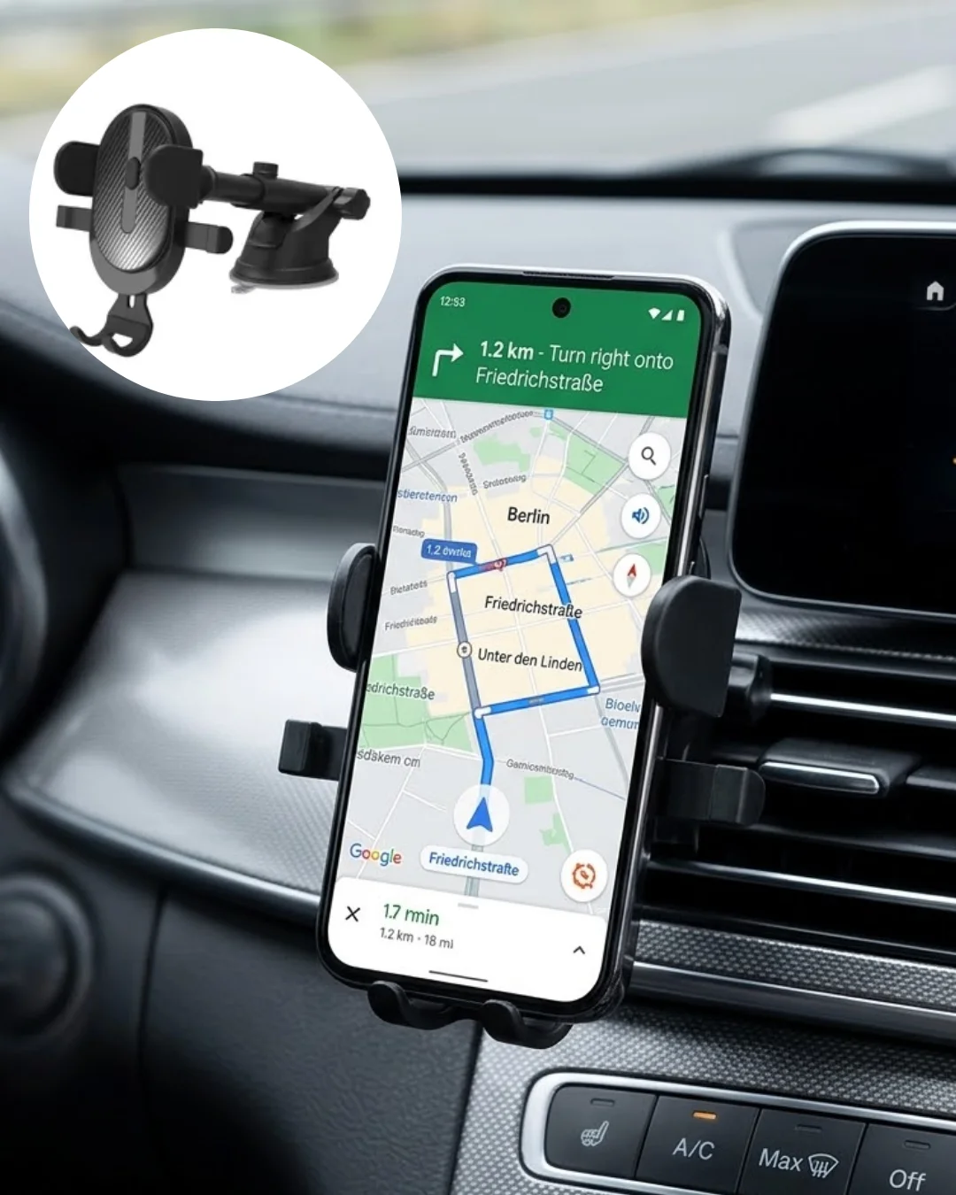 Araç Havalandırma Telefon Tutucu 360 Derece Döner Otomatik Kilitli Stand