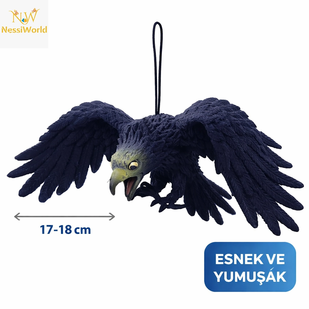 Şık Lateks Kartal Dekor Süsü 17-18 cm Siyah Renk