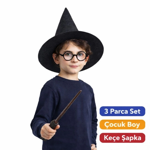 Çocuklar İçin Harry Potter Tarzı Kostüm Seti 3 Parça