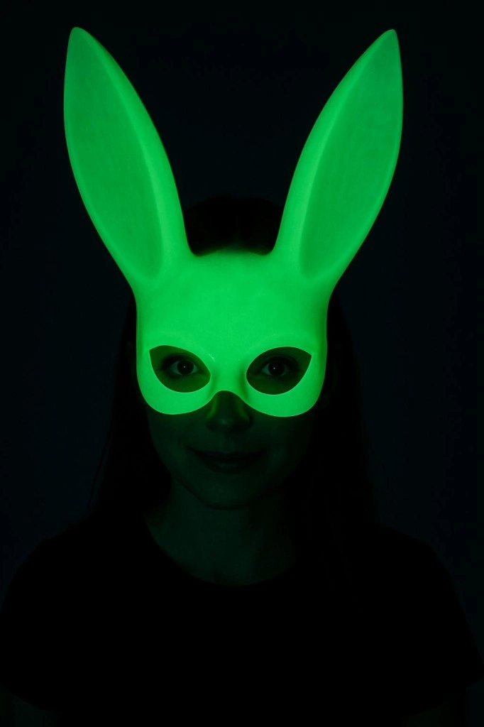Glow Floresan Tavşan Maskesi 32x22 cm Karanlıkta Yanan