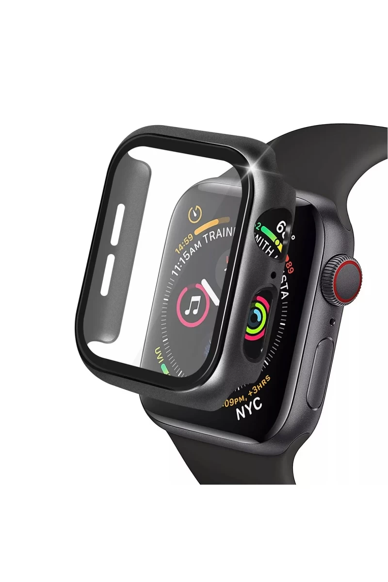 Apple Watch 40mm Uyumlu Camlı Kasa Ekran Koruyucu - Siyah