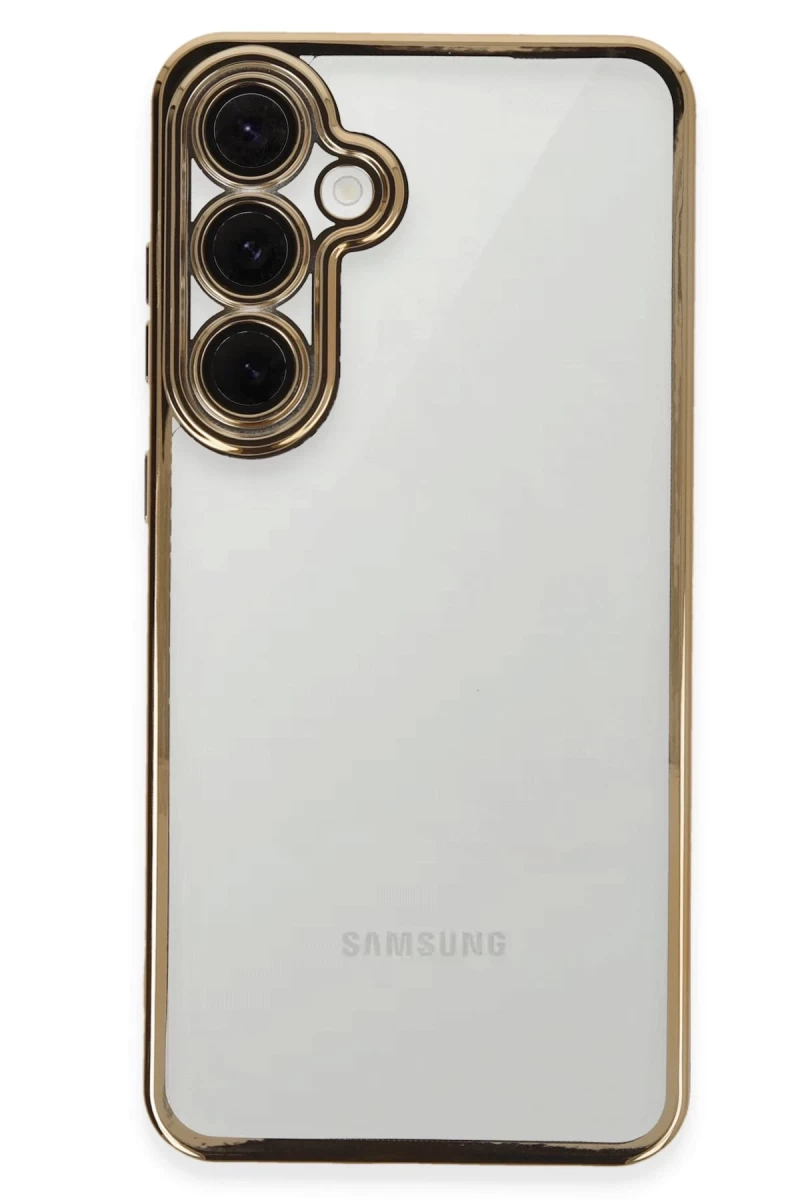 Samsung Galaxy S24 FE Uyumlu Kılıf Lensli Silikon - Gold