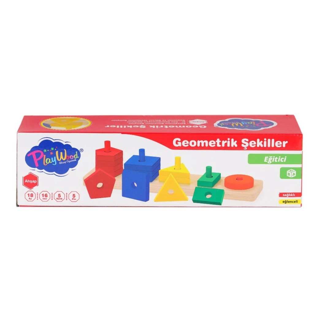 Geometrik Ahşap Şekiller 10'lu Set Eğitici Oyun
